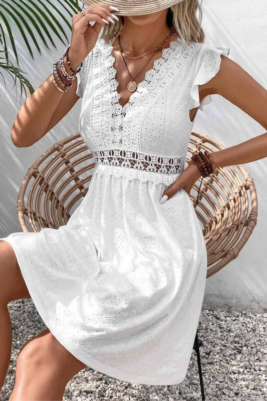 MW | Casual Strick Jacquard Ausschnitt Minikleid