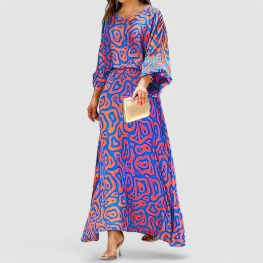 MW | Abstraktes Print-Maxikleid