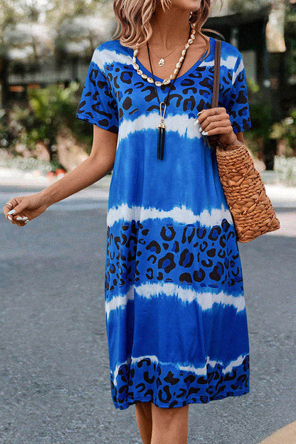 MW | Gradient Leopard Print Lässiges Midikleid