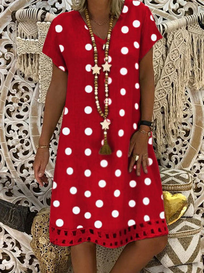 MW | Sommerkleid mit V-Ausschnitt und Polka Dots