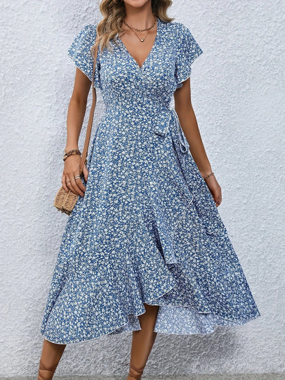 MW | luftiges Maxikleid mit gerüschten Ärmeln und Taillenband