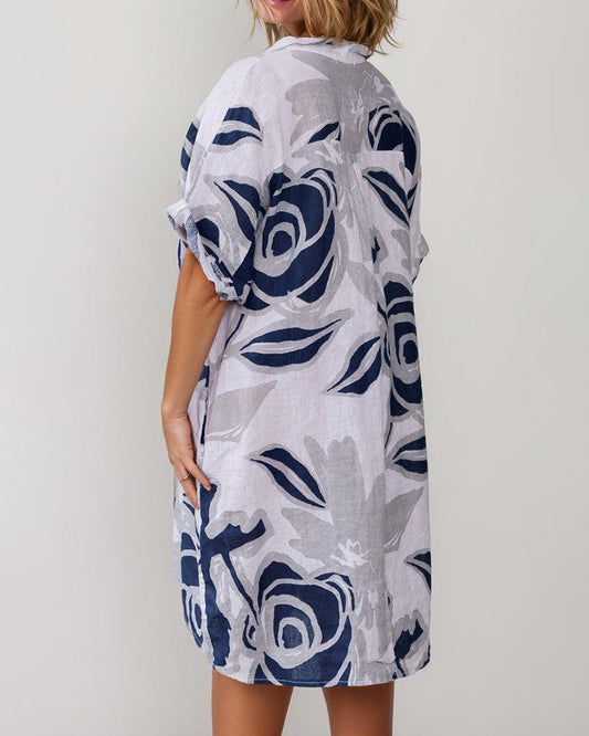 MW | Casual Baumwolle Leinen Minikleid