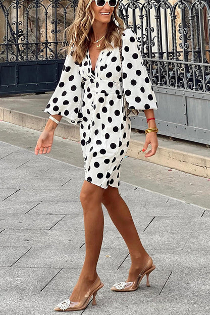 MW | Always The One Polka Dot Button Puffärmel Minikleid