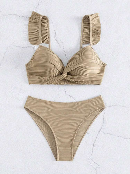 MW | Women's Solid Color Ruffled Bikini in 2 Farben S-XL