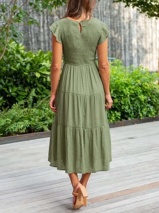 MW | Fließendes gestuftes Midikleid