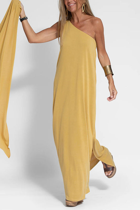 MW | Makellos und frei Ein-Schulter-Maxi-Kleid mit entspanntem Schlitz