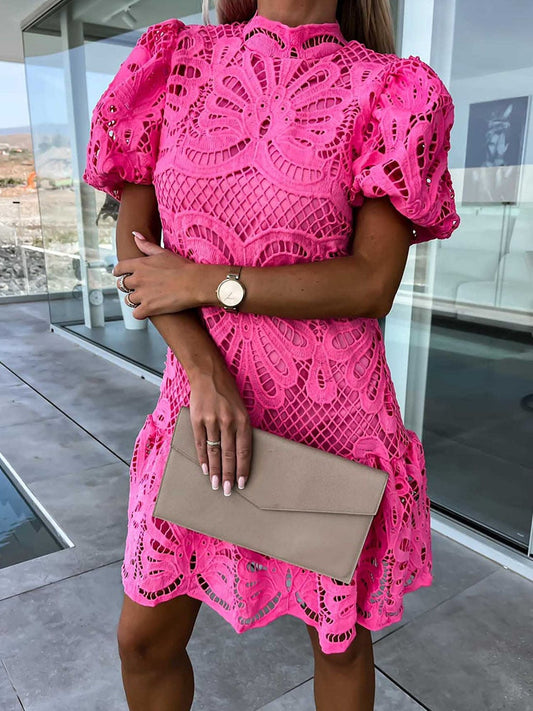 MW | elegantes Midikleid für Frauen mit Puffärmeln