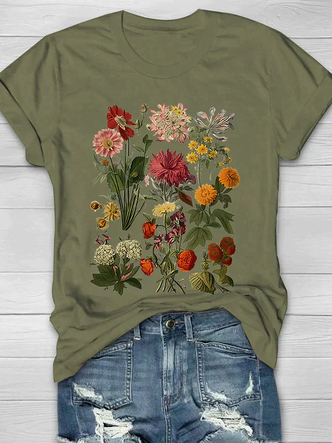 EM | Lässiges T-Shirt mit Blumenmuster