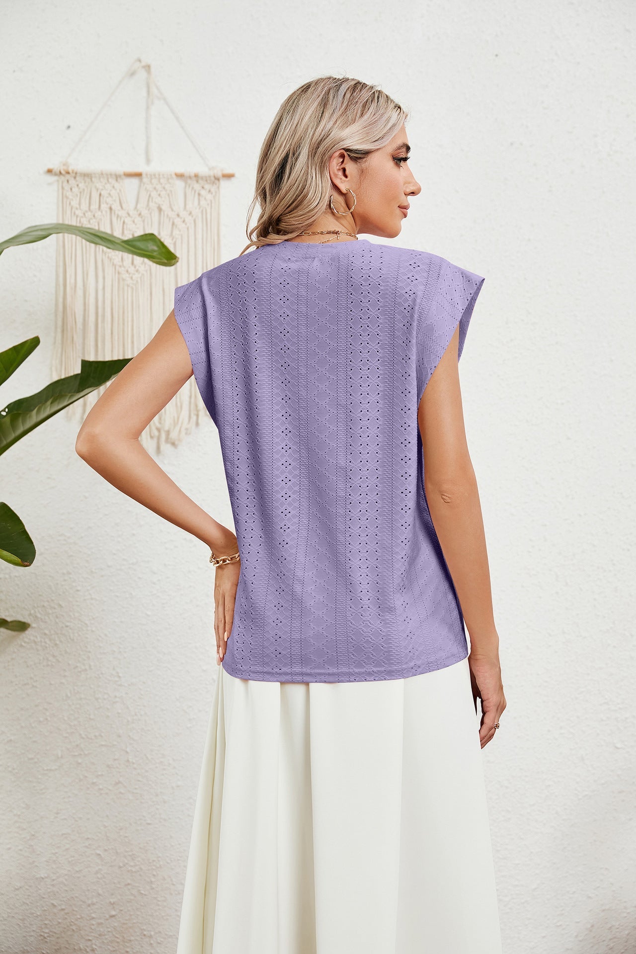 MW | Gilet d'été T-shirt à manches courtes creuses