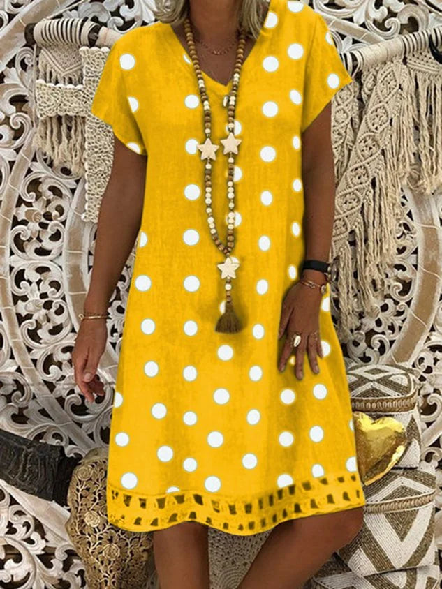 MW | Sommerkleid mit V-Ausschnitt und Polka Dots