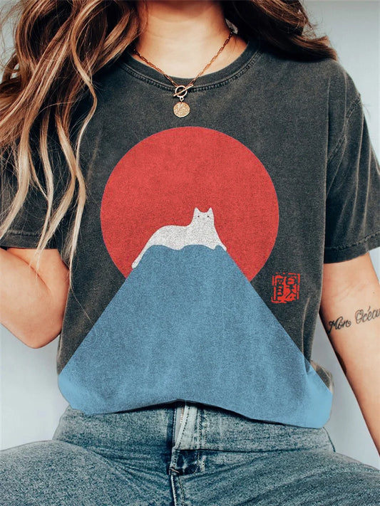 EM | Grafik Katze Berg T-Shirt