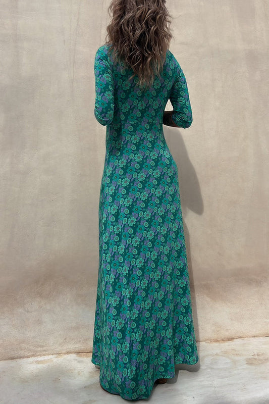 MW | Iconic Crush Floral Halbärmliges Elastisches Maxikleid