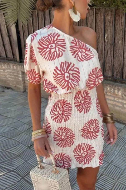 MW | Modernes bedrucktes Röhren-Minikleid