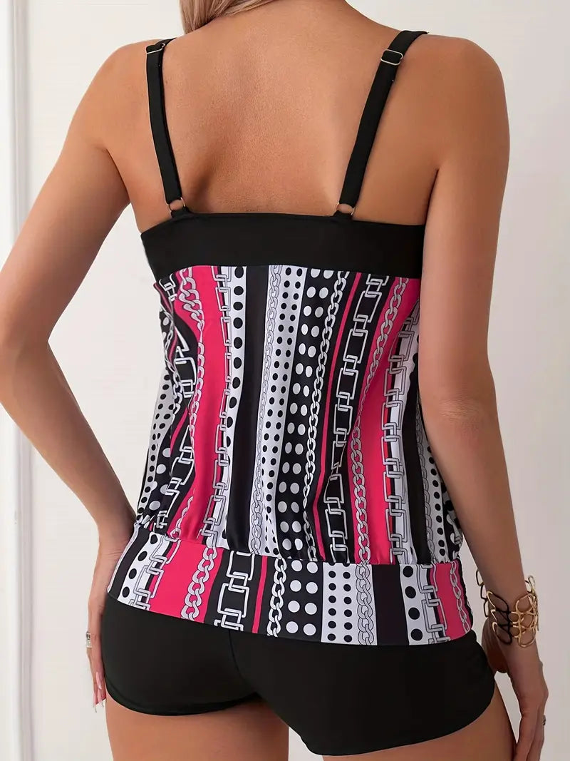 EM | Gestreiftes Tankini mit Druck