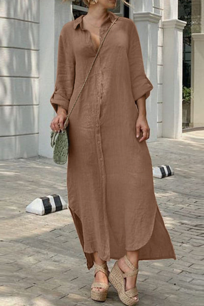 MW | SHIRT NECK BUTTON DRESS