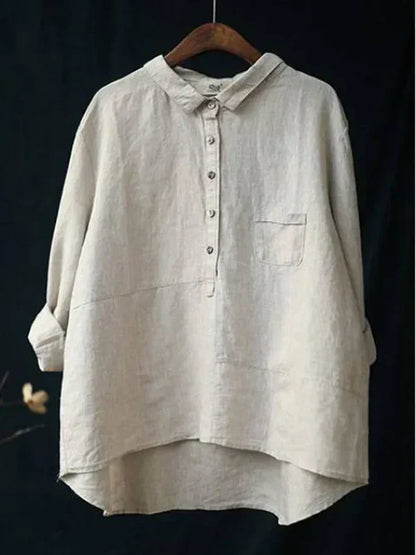 EM | Reverskragen Button-Down Langarmhemd mit Taschen