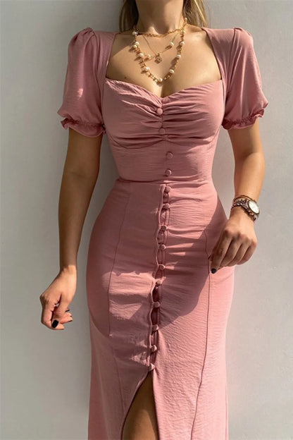 MW | Sweetheart Neck Kurzärmeliges Kleid