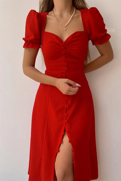 MW | Sweetheart Neck Kurzärmeliges Kleid