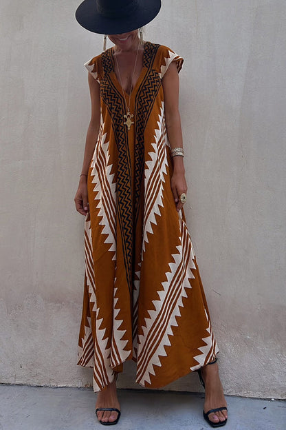 MW | Strandtermine Ethnodruck Maxikleid in A-Linie