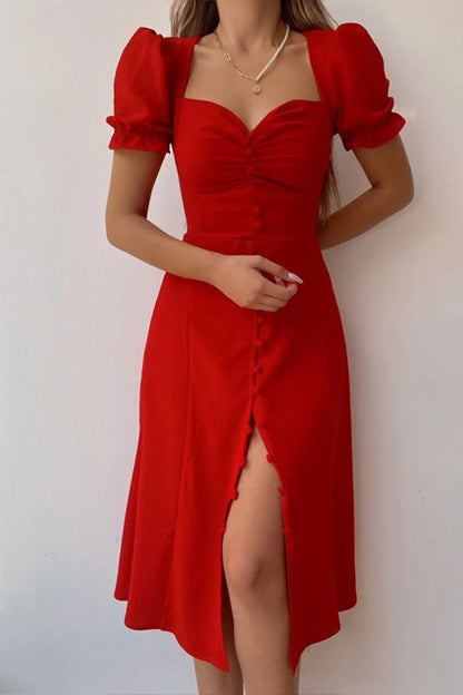 MW | Sweetheart Neck Kurzärmeliges Kleid