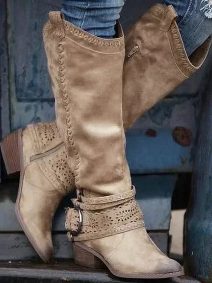 EM | Kniehohe Boho-Western-Stiefel