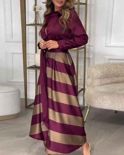 MW | Elegantes gestreiftes Maxikleid