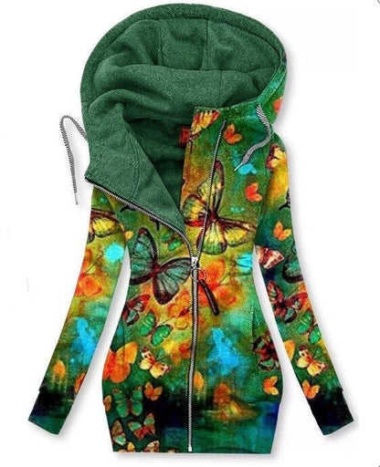 EM | Künstlerischer asymmetrischer Zip-Up Hoodie