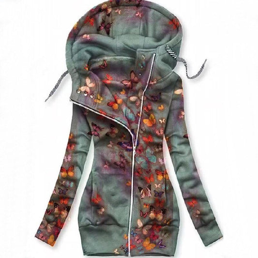 EM | Künstlerischer asymmetrischer Zip-Up Hoodie