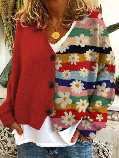 EM | Bedruckte Strickjacke mit Knopfleiste