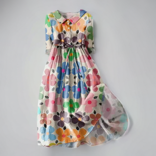 EM | Midikleid mit Blumendruck und Schnürung