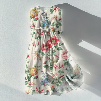EM | Midikleid mit Blumendruck und Schnürung