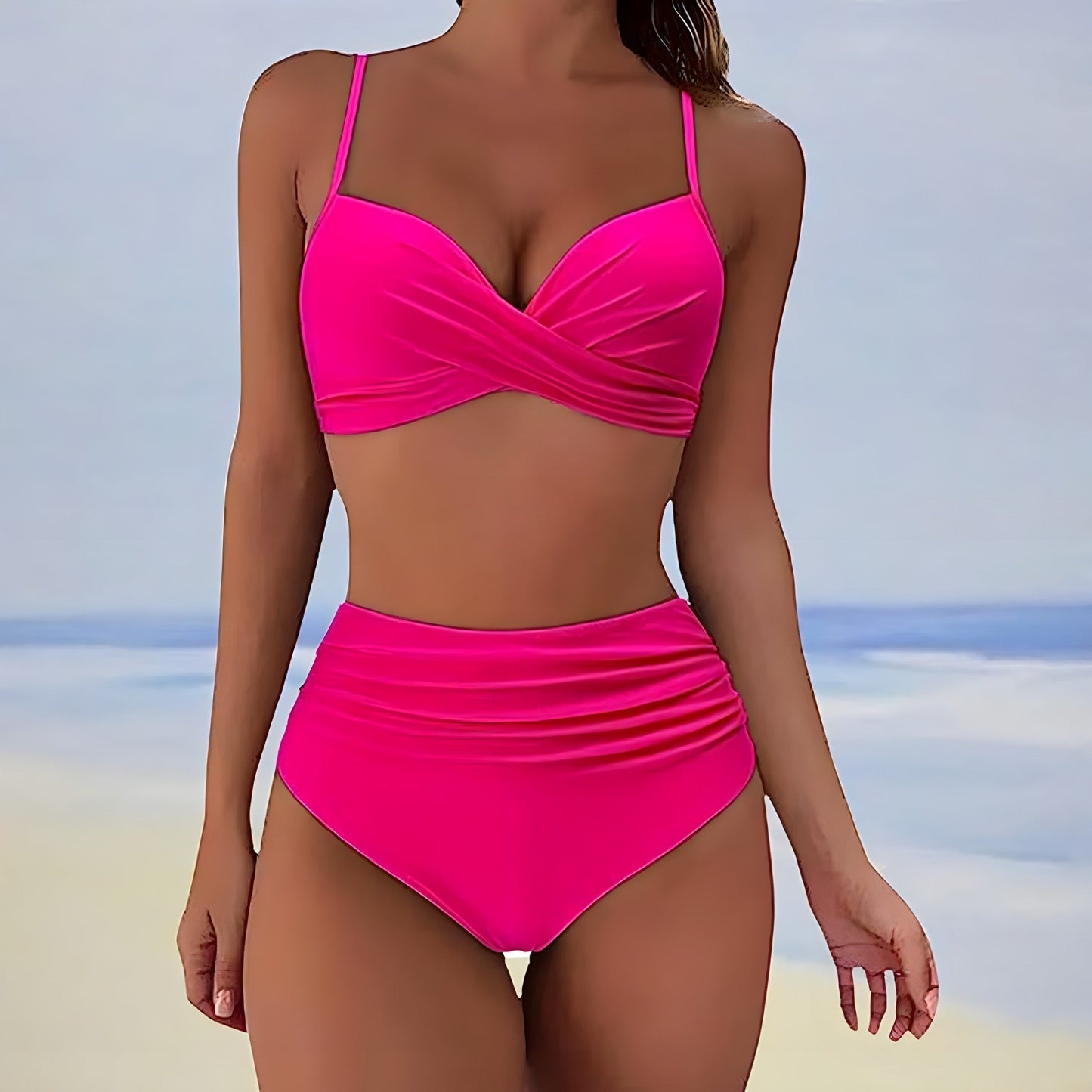 EM | Bikini mit hoher Taille und Twist-Front-Oberteil