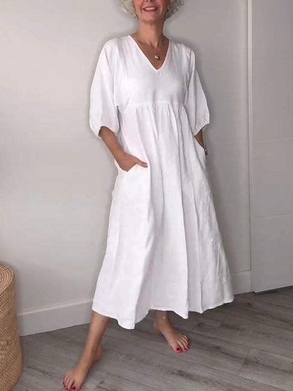 MW | Entspannte Eleganz V-Ausschnitt Maxikleid