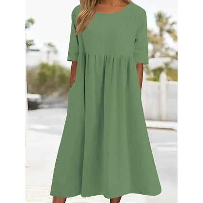 EM | Unifarbenes Midikleid