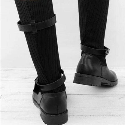 MW | Warme Wolle strickende Lederstiefel für Frauen