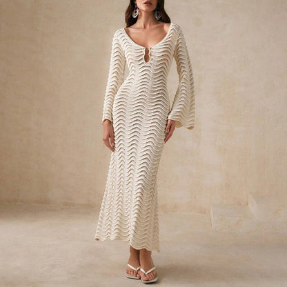 MW | elegantes Häkel-Midikleid für Frauen