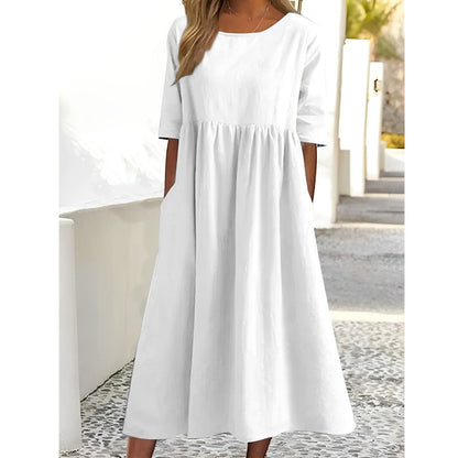 EM | Unifarbenes Midikleid