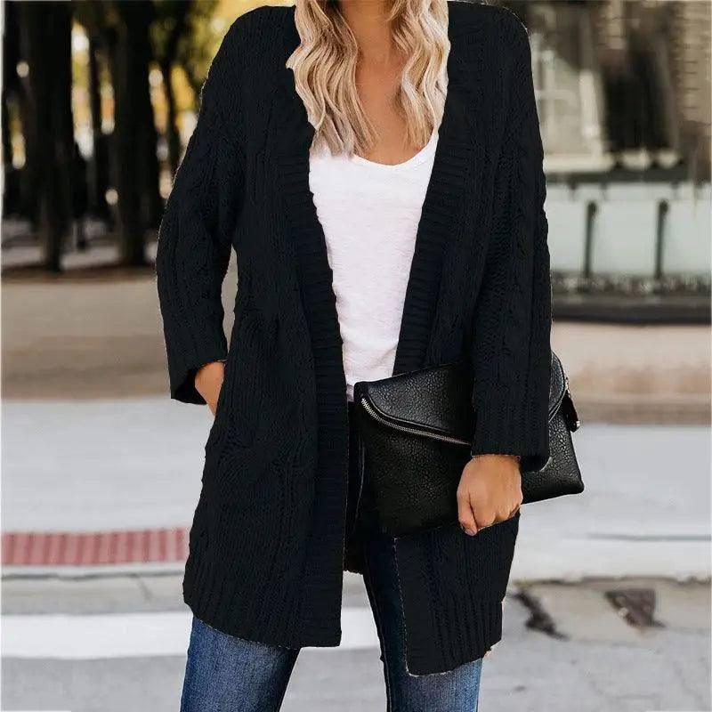 Cardigan Sweater Female Qiu Dong Big yards Loose Coat Tw-Blue-7