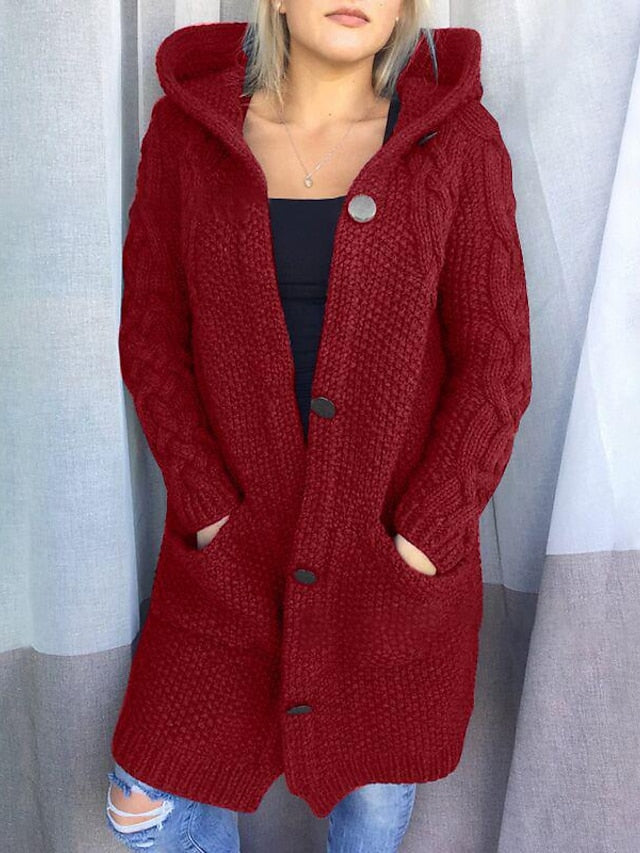 EM | Strickjacke mit Kapuze aus Grobstrick