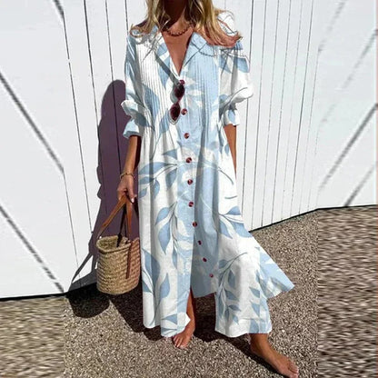 EM | 3/4-Ärmel-Maxikleid mit V-Ausschnitt