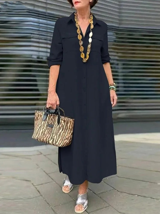 EM | Midikleid mit gekrempelten Ärmeln und einer Brusttasche
