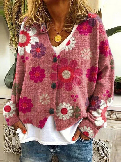 EM | Bedruckte Strickjacke mit Knopfleiste