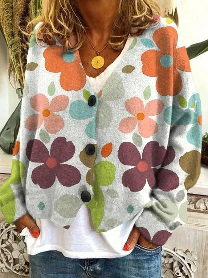 EM | Bedruckte Strickjacke mit Knopfleiste