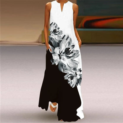 EM | Maxikleid mit Blumendruck und Rundhalsausschnitt