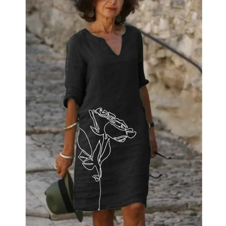 EM | Midikleid mit V-Ausschnitt und Blümchenmuster