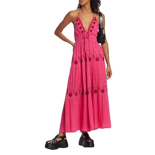 EM | Bohème besticktes Maxikleid