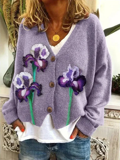 EM | Bedruckte Strickjacke mit Knopfleiste
