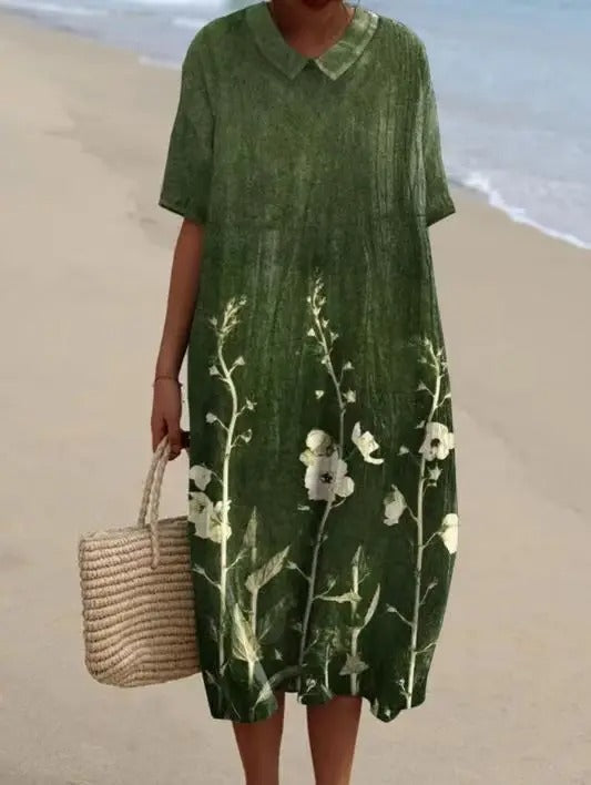 EM | Midikleid mit böhmischem Blumenmuster