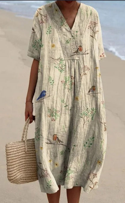 EM | Midikleid mit böhmischem Blumenmuster