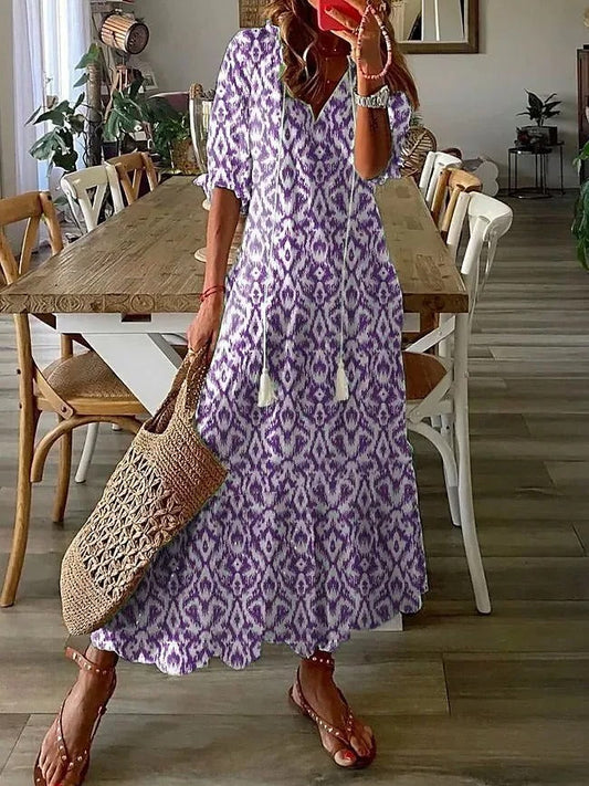 EM | Bedrucktes Maxikleid mit Schleife